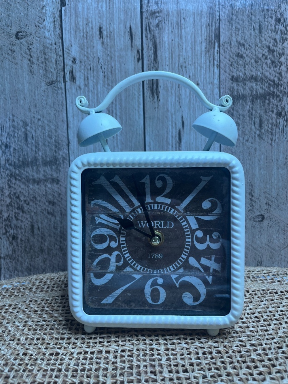 Vintage Style Twin Bell Alarm Clock Decorative Table Clock “World 1789” 9”